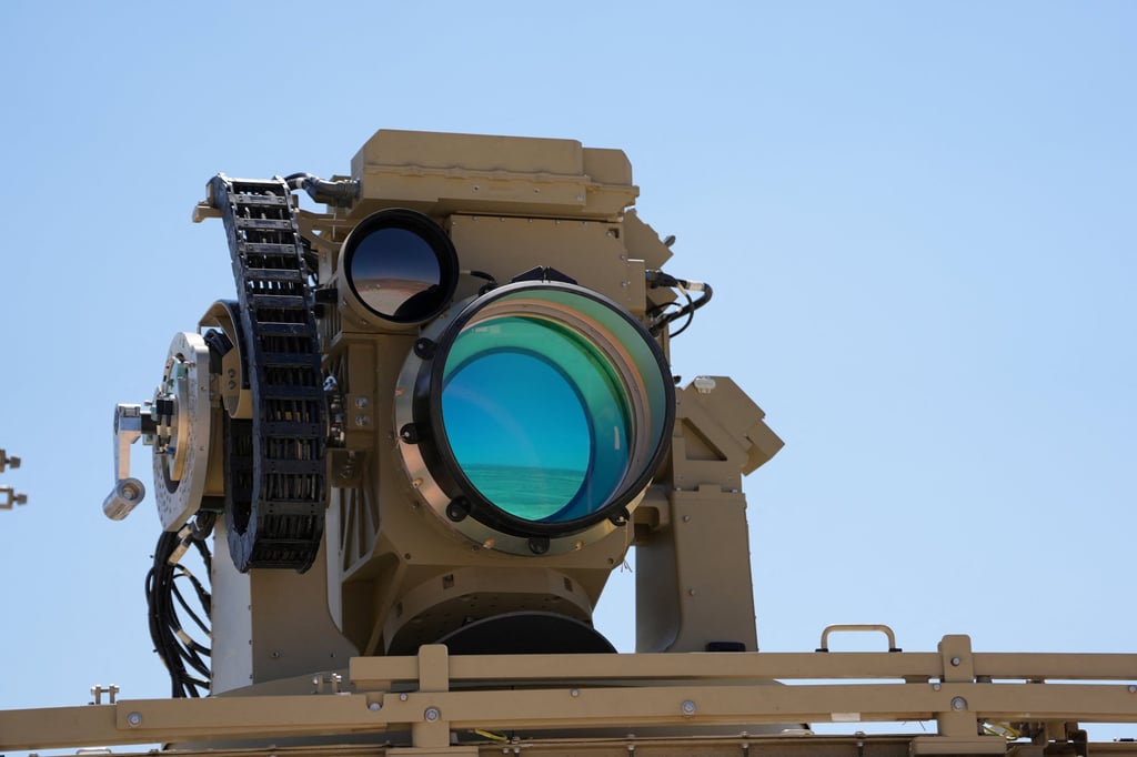 Part of Israel’s Iron Beam laser anti-missile interception system is seen in this handout image. Photo: Israel Defence Ministry via Reuters