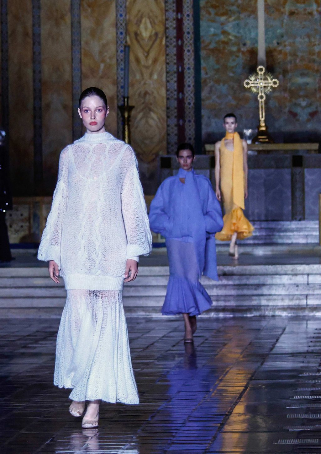 Models – including Vivian Wilson (front) – present creations from the Prabal Gurung 2026 spring collection during New York Fashion Week in New York, on September 13. Photo: AFP