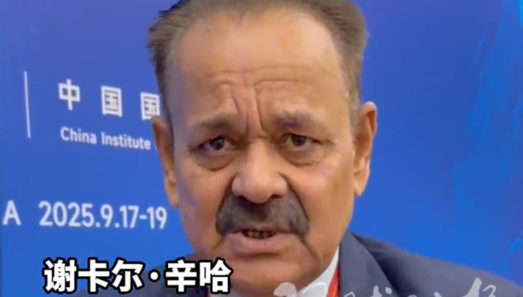 Shekhar Sinha, a retired vice-admiral, said if India’s economic interests were being hurt “our navy will go”. Photo: Weibo/环球时报 Shekhar Sinha, a retired vice-admiral, said if India’s economic interests were being hurt “our navy will go”. Photo: Weibo/环球时报