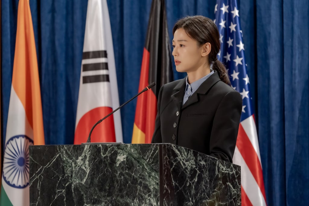 The K-drama centres around the talented diplomat Seo Mun-ju, played by Jun Ji-hyun, above, as she uncovers the truth behind a lethal attack that jeopardises the stability of the Korean peninsula. Photo: Disney+ The K-drama centres around the talented diplomat Seo Mun-ju, played by Jun Ji-hyun, above, as she uncovers the truth behind a lethal attack that jeopardises the stability of the Korean peninsula. Photo: Disney+