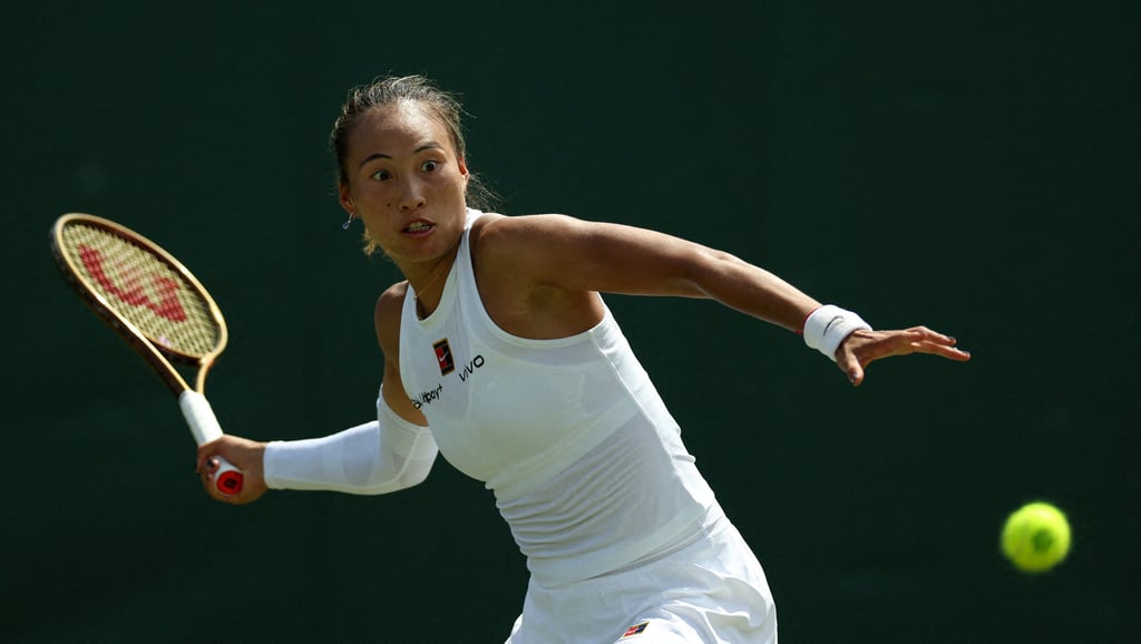 Zheng’s last match was against Czech Katerina Siniakova at Wimbledon. Photo: Reuters