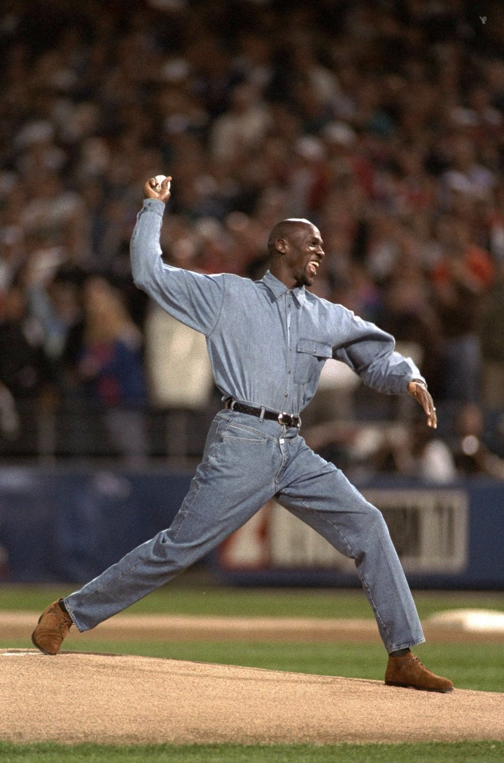 Michael Jordan wearing an ensemble from Marithé François Girbaud. Photo: Getty Images Michael Jordan wearing an ensemble from Marithé François Girbaud. Photo: Getty Images