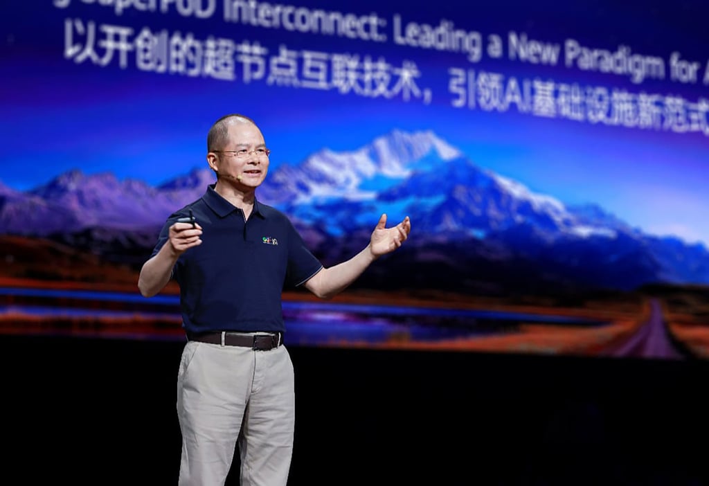 Huawei deputy chairman Eric Xu Zhijun speaks at the opening of the Huawei Connect 2025 conference last Thursday. Photo: Handout