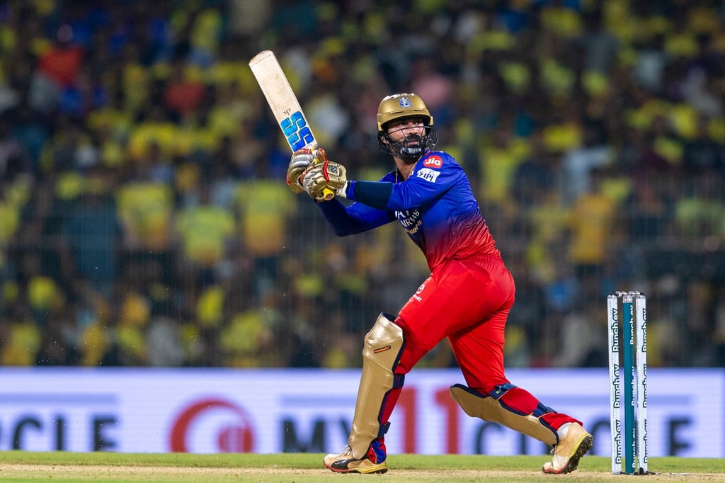 Dinesh Karthik hits out for Royal Challengers Bengaluru during last year’s Indian Premier League. Photo: AP Photo