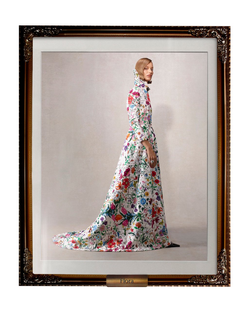 A gown in Gucci’s signature Flora print. Photo: Catherine Opie