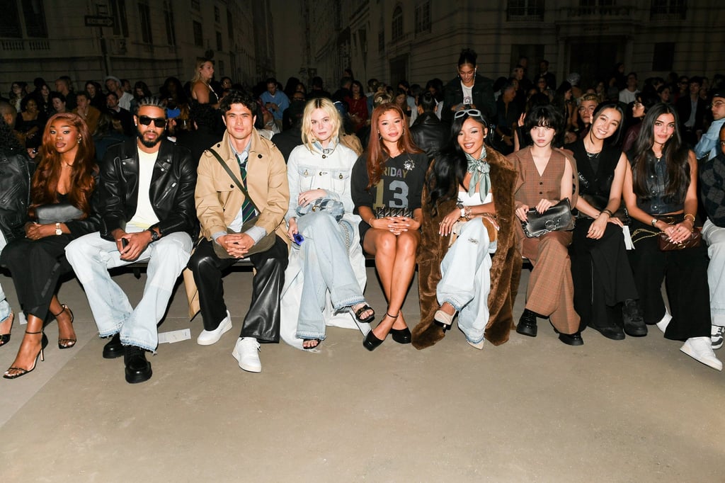 From left: Aneesah Morrow, Jayson Tatum, Charles Melton, Elle Fanning, Storm Reid, GloRilla, Jeon Soyeon, Kōki and Toni Breidinger in the front row for Coach’s spring 2026 runway. Photo: BFA.com From left: Aneesah Morrow, Jayson Tatum, Charles Melton, Elle Fanning, Storm Reid, GloRilla, Jeon Soyeon, Kōki and Toni Breidinger in the front row for Coach’s spring 2026 runway. Photo: BFA.com