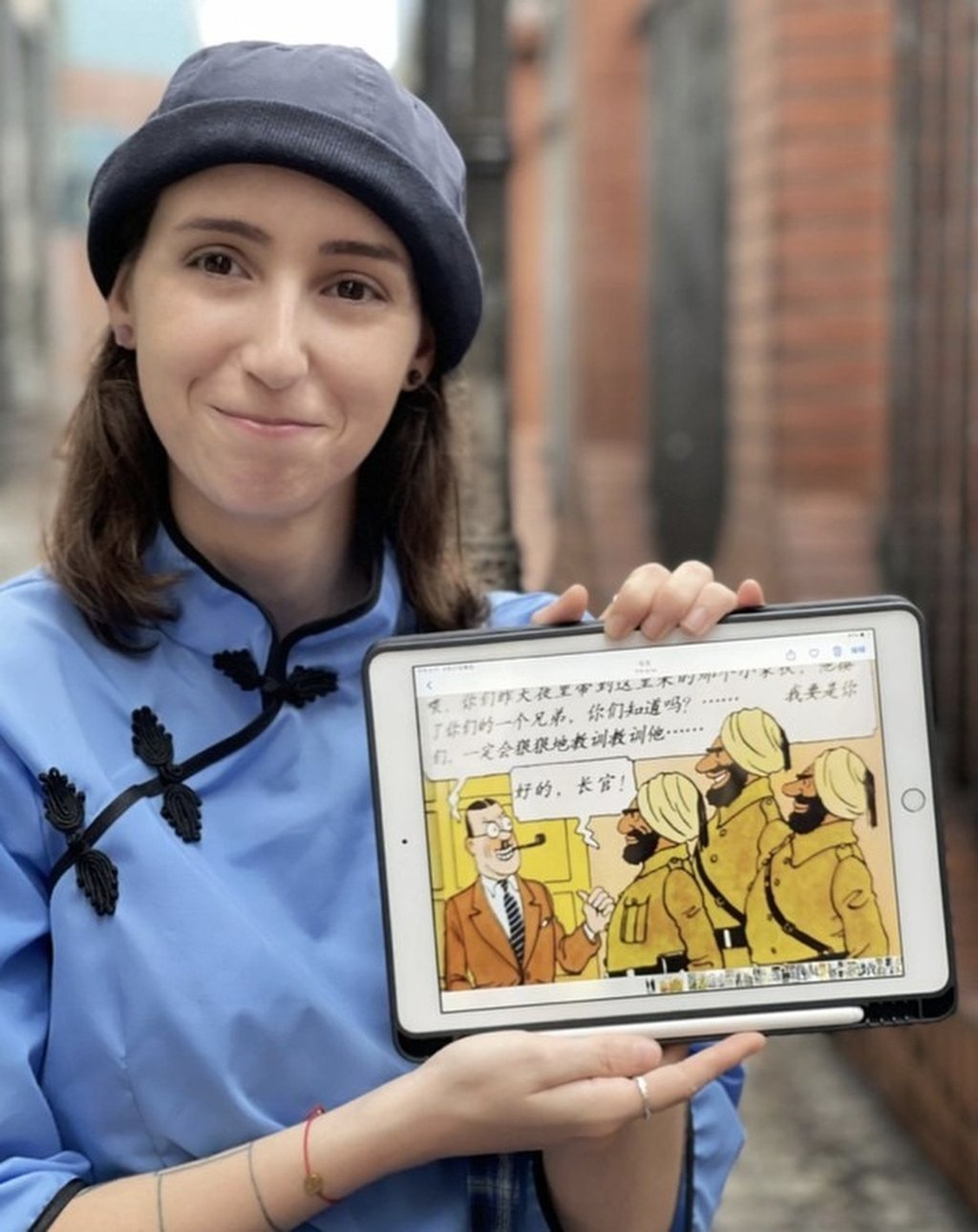 Clarisse Le Guernic displays some of her meticulously researched work on an iPad. Photo: Handout