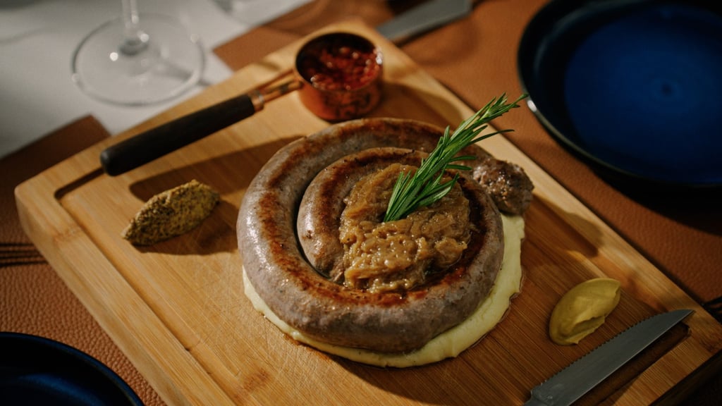 Boerewors, which means “farmer’s sausage” in Afrikaans, is a popular dish from South Africa. At Aria by Chef D, chef Denver Govender makes boerewors in-house, a process that takes three days.