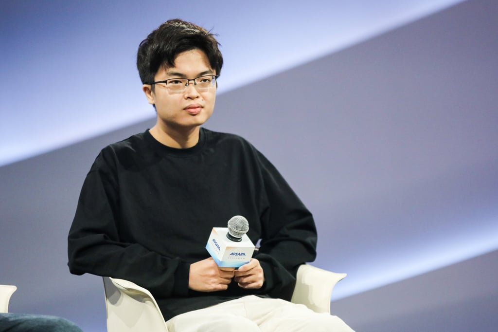 Yang Zhilin, founder of Moonshot AI, speaks at last year’s Apsara conference. Photo: Feature China/Future Publishing via Getty Images