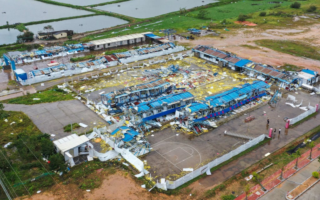 The remains of an industrial estate in Yangjiang hit by of Super Typhoon Ragasa. Photo: AFP