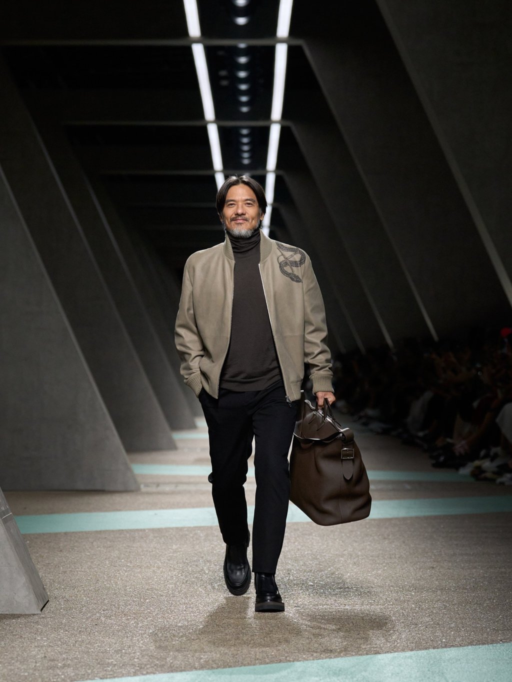 Actor and singer Stephen Fung walks the Hermès men’s winter 2025 runway at Kai Tak Cruise Terminal in Hong Kong. Photo: Handout