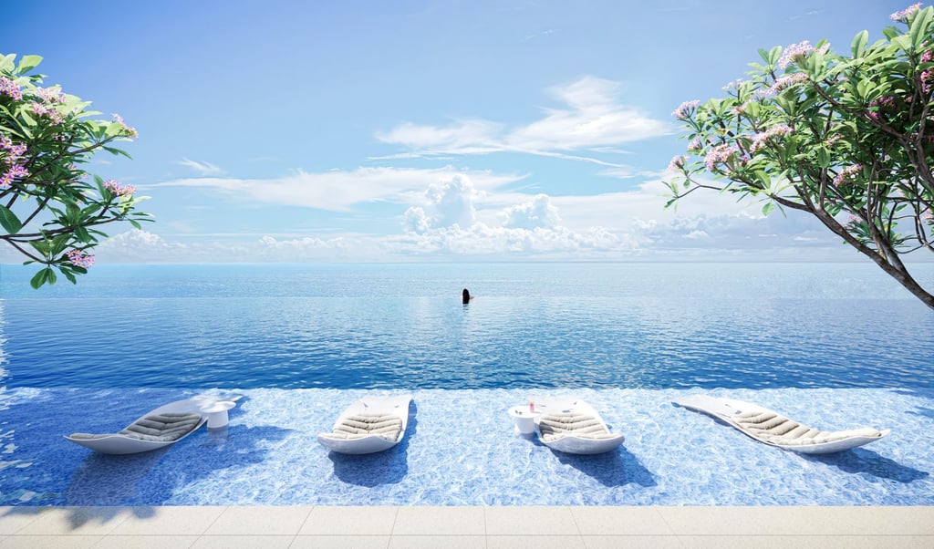 An infinity pool will overlook the South China Sea and city skyline. Image: Artist’s impression of The Skywaters An infinity pool will overlook the South China Sea and city skyline. Image: Artist’s impression of The Skywaters