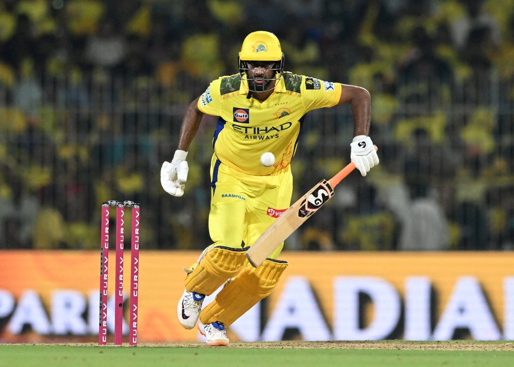 Ashwin in action for Chennai Super Kings in the Indian Premier League in April. Photo: Reuters