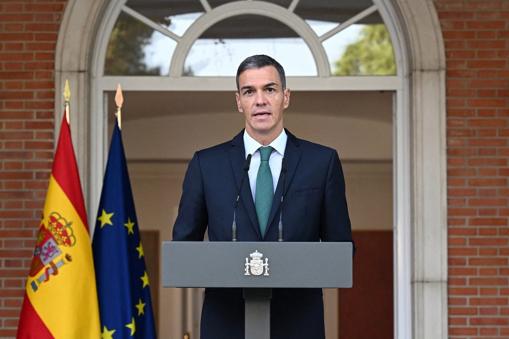 Spanish PM Pedro Sanchez said Israel should be banned from international sports. Photo: AFP