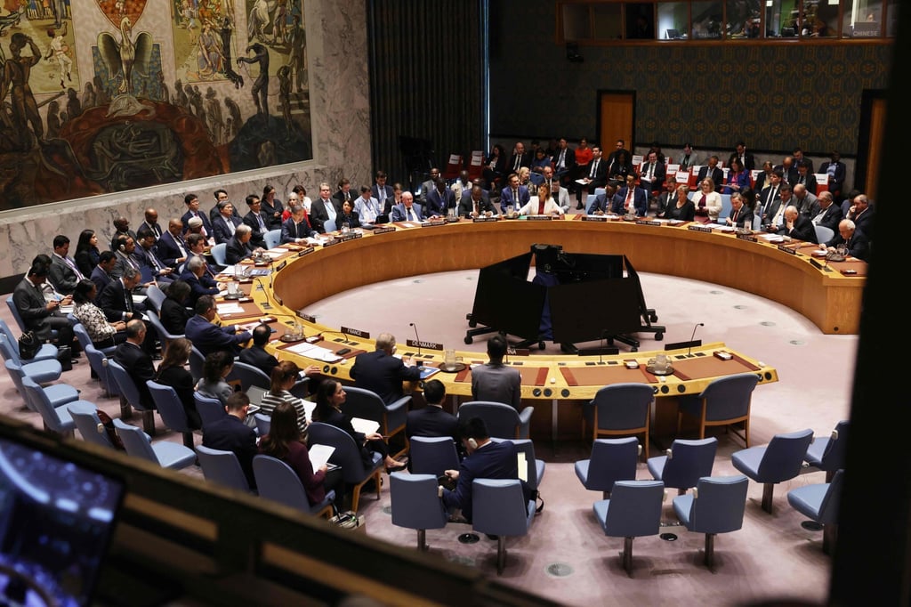 A Security Council meeting on the situation in the Middle East, including the question of Palestinian statehood, held during the United Nations General Assembly on Tuesday. Photo: Getty Images/AFP