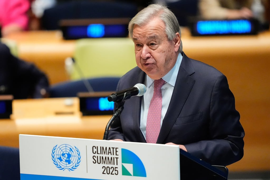 UN Secretary General Antonio Guterres leads a climate summit in New York on Wednesday. Photo: AP