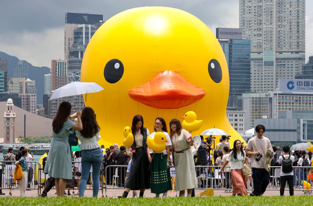 The iconic rubber duck made an appearance in Victoria Harbour in 2023. Photo: Yik Yeung-man