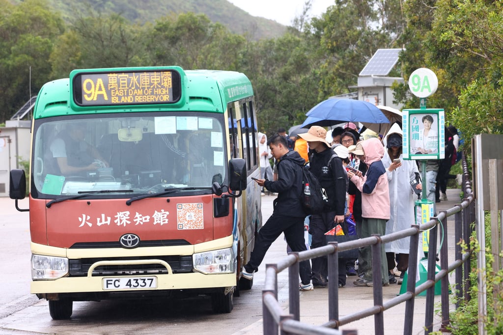 A minibus picks up passengers at the High Island Reservoir East Dam. Photo: Dickson Lee