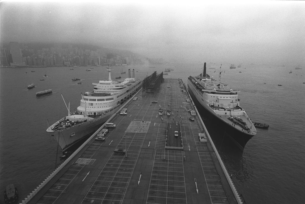 Two of the world’s most luxurious cruise liners, the Canberra (left) and the Queen Elizabeth II, are docked at Ocean Terminal, Hong Kong, in 1978. Photo: SCMP Archives