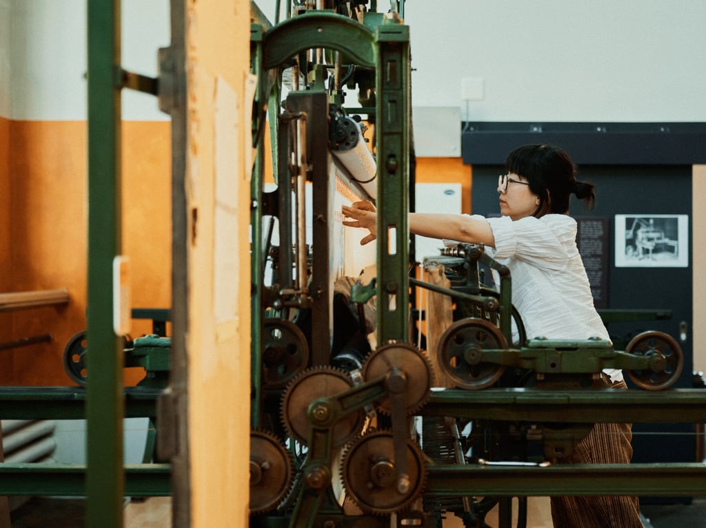 Bi Rongrong during her Textile and Design Alliance residency in Switzerland. Photo: courtesy Ladina Bischof/TaDA Residency Bi Rongrong during her Textile and Design Alliance residency in Switzerland. Photo: courtesy Ladina Bischof/TaDA Residency