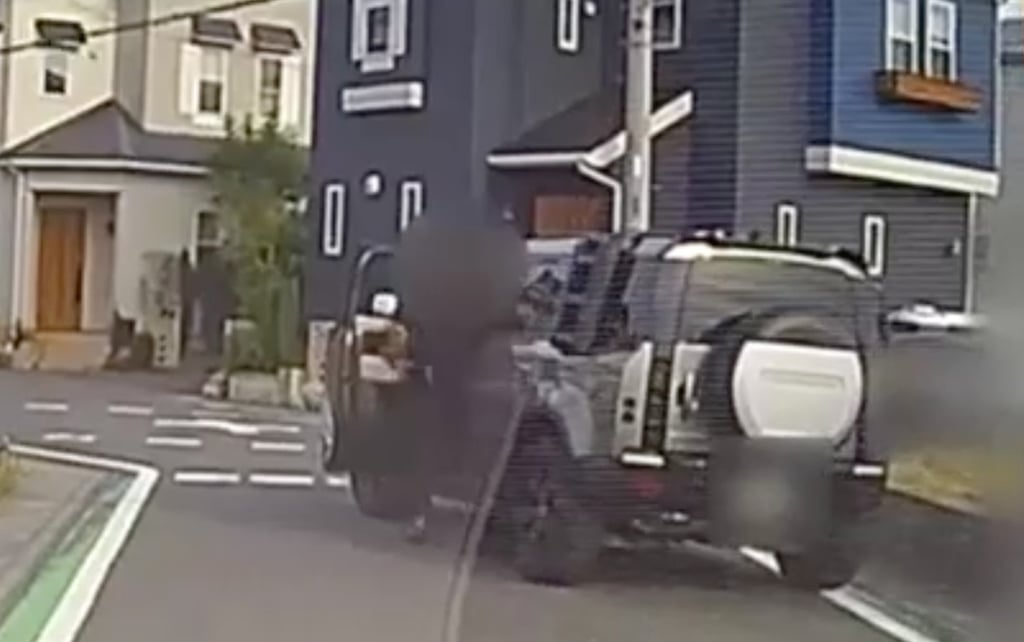 A screen capture from a dash cam video shows an SUV driven by a Chinese national hitting a group of 10 pupils in Saitama prefecture in May. Photo: Handout
