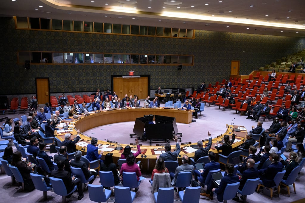The UN Security Council voting on the resolution. Photo: UN via Xinhua
