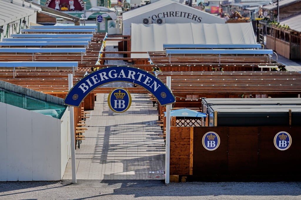 The normally crowded Biergarten at Oktoberfest was deserted on Wednesday. Photo: AP The normally crowded Biergarten at Oktoberfest was deserted on Wednesday. Photo: AP