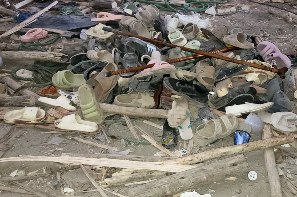 Shoes are scattered on the floor inside the Menjar Shenkora Arerti Mariam Church in Arerti, northern Ethiopia, on Wednesday. Photo: AP