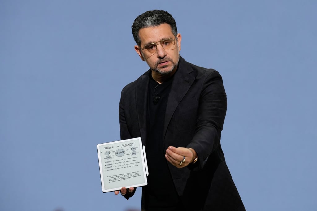 Panos Panay speaks during the Amazon product event in New York on September 30, 2025. Photo: AP