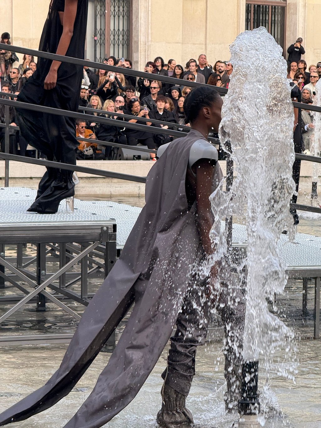 Rick Owens’ collection, named Temple, featured flowing capes and sheer dresses. Photo: Vincenzo La Torre Rick Owens’ collection, named Temple, featured flowing capes and sheer dresses. Photo: Vincenzo La Torre