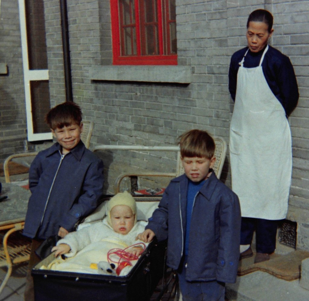 Baby Angus with his brothers Jamie (left) and John, and the family cook, in Beijing, in 1965. Photo: courtesy Angus Donald Baby Angus with his brothers Jamie (left) and John, and the family cook, in Beijing, in 1965. Photo: courtesy Angus Donald