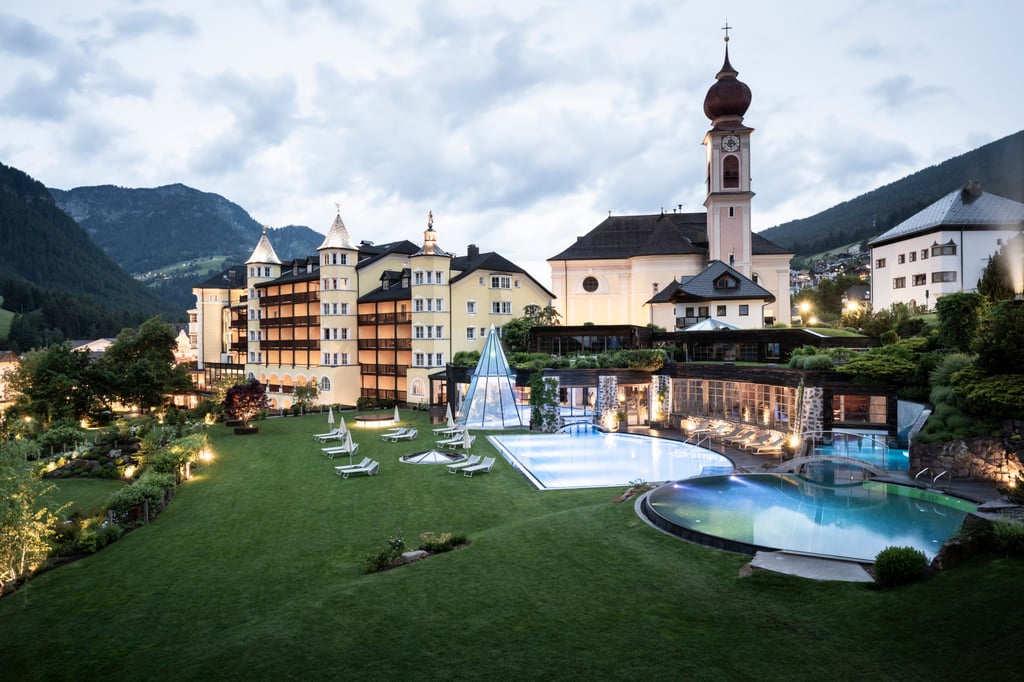 Adler Spa Resort Dolomiti is nestled between the majestic peaks of Italy’s Dolomites. Photo: Alex Filz