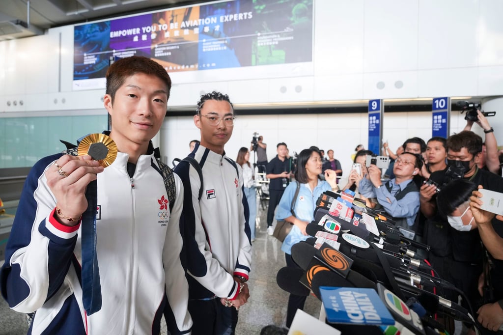 Cedric Ho Wai-hang (right) alongside Edgar Cheung Ka-long after the Paris Olympics. Photo: Sam Tsang