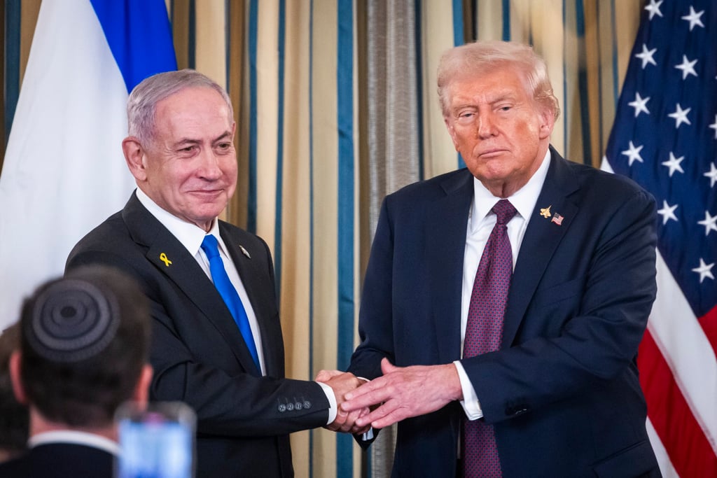 US President Donald Trump (right) unveiled the plan alongside Israeli Prime Minister Benjamin Netanyahu earlier this week at the White House. Photo: EPA