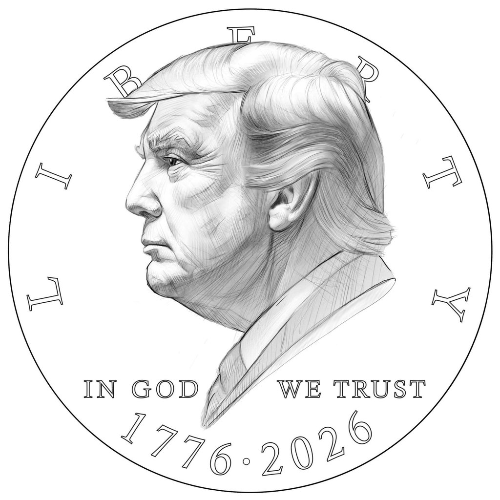 The potential design for the US$1 coin featuring US President Donald Trump was shared on social media. Image: X/SteveGuest