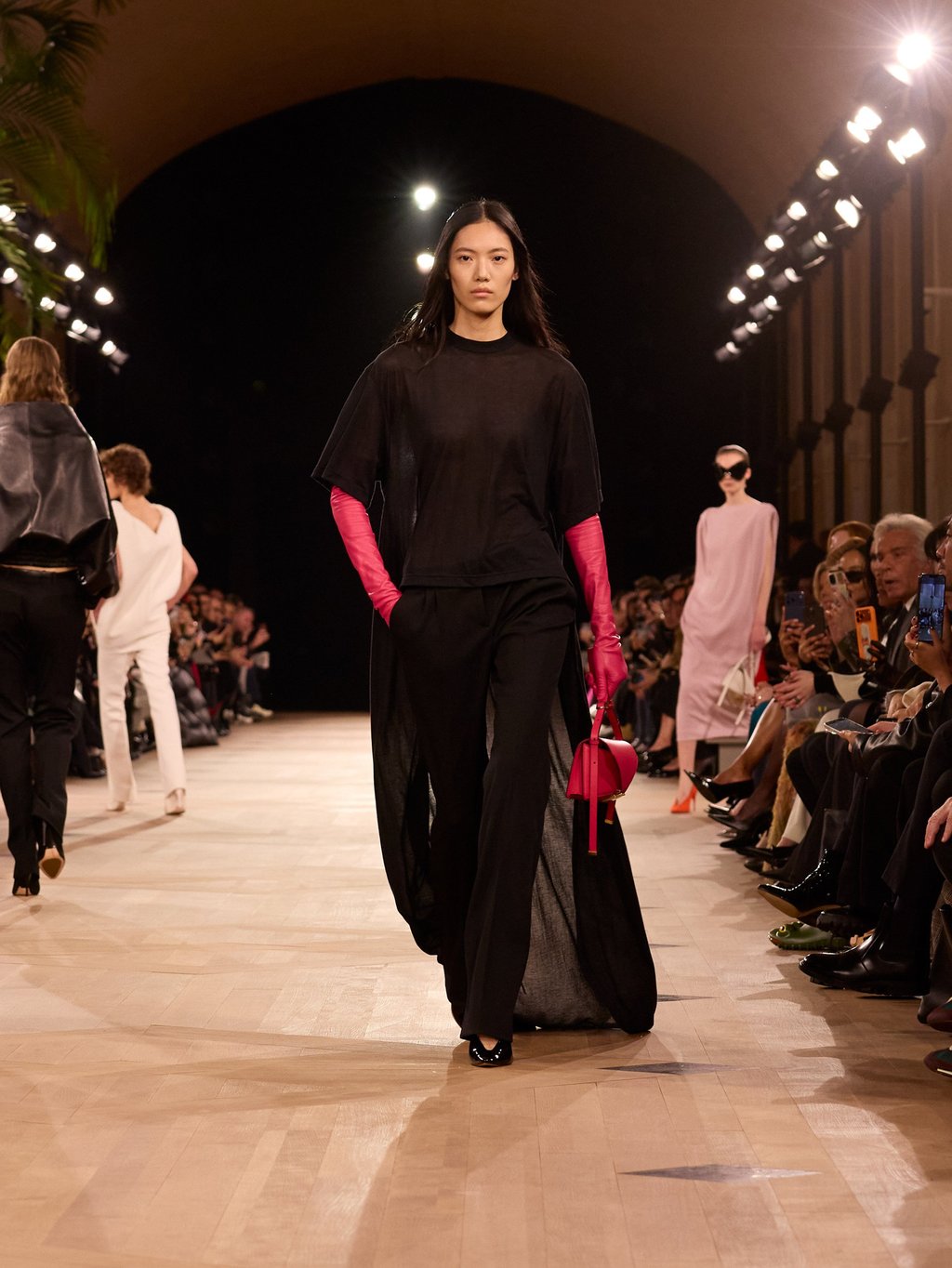 A deceptively simple T-shirt with a flowing cape attached to it, at Balenciaga spring 2026. Photo: Handout
