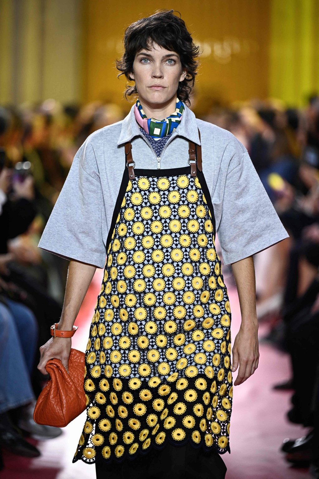 Miuccia Prada’s Miu Miu collection was an homage to hard work. Photo: AFP Miuccia Prada’s Miu Miu collection was an homage to hard work. Photo: AFP
