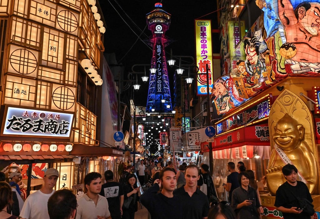 The popular Shinsekai area in Osaka’s Naniwa ward is crowded with tourists on September 30. Photo: AFP