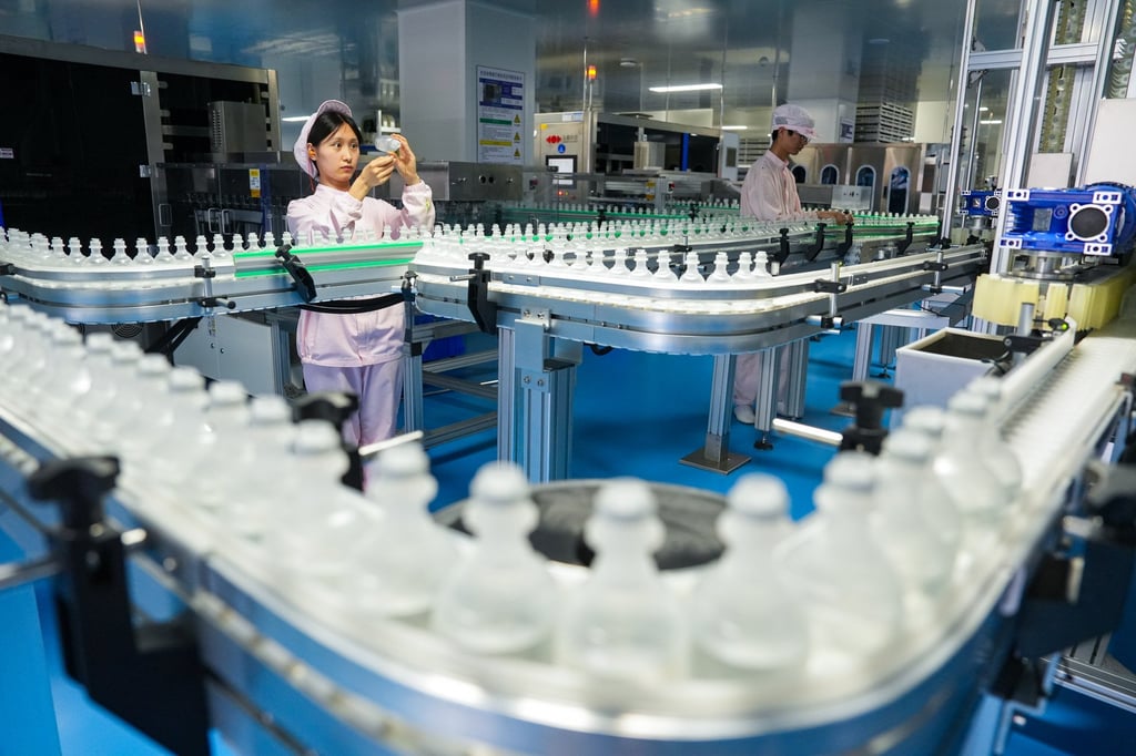 The production line of a pharmaceutical company in Shijiazhuang, Hebei province, China. Photo: Getty Images