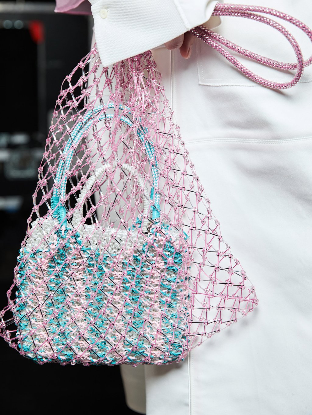 Upcycled fibres, recycled nylon and yarns, and biodegradable mesh fabrics are featured in Anteprima’s latest collection. Photo: Handout