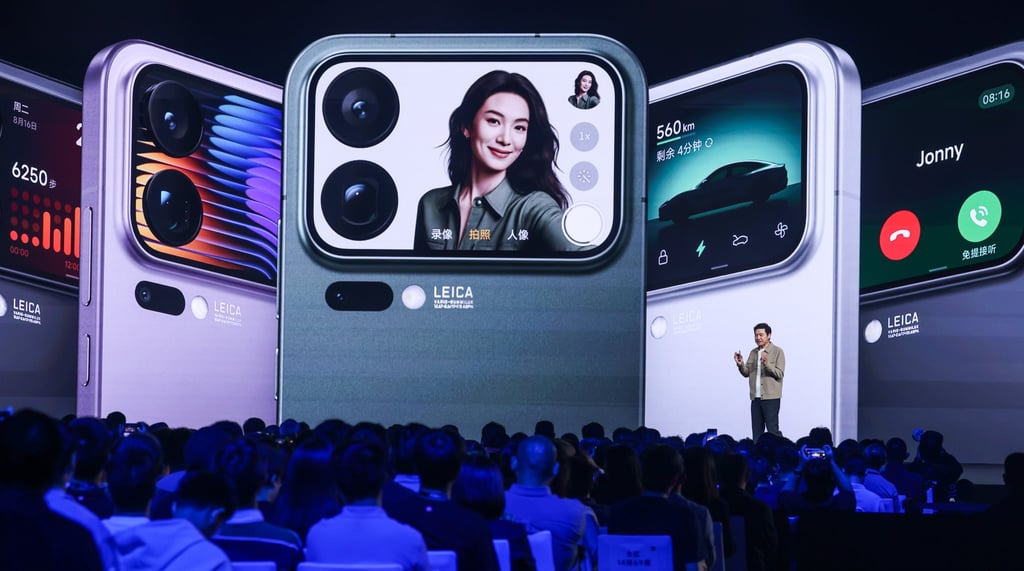 Xiaomi founder, chairman and CEO Lei Jun speaks during the launch of the company’s 17-series smartphones in Beijing on September 25, 2025. Photo: EPA