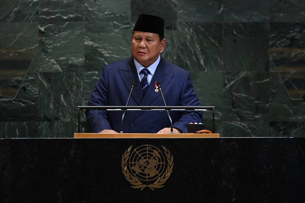 Indonesian President Prabowo Subianto delivers a speech during the United Nations General Assembly at the UN headquarters in New York on September 23. Photo: Xinhua