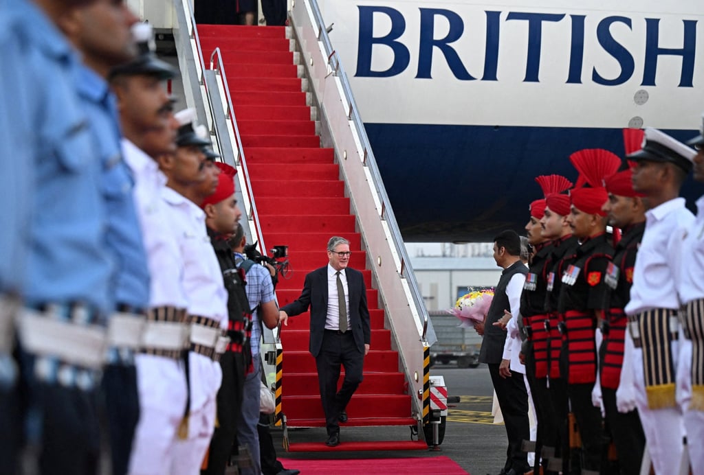 British Prime Minister Keir Starmer arrives at Chhatrapati Shivaji Maharaj International Airport in Mumbai on Wednesday. Photo: Reuters