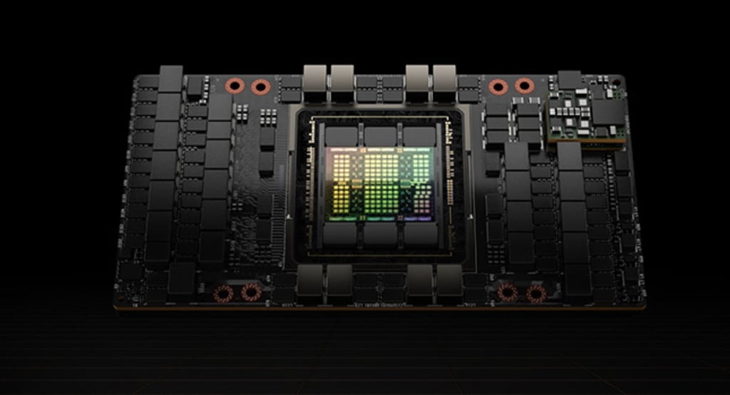 Nvidia’s H100 Tensor Core graphics processing unit. Photo: Handout Nvidia’s H100 Tensor Core graphics processing unit. Photo: Handout