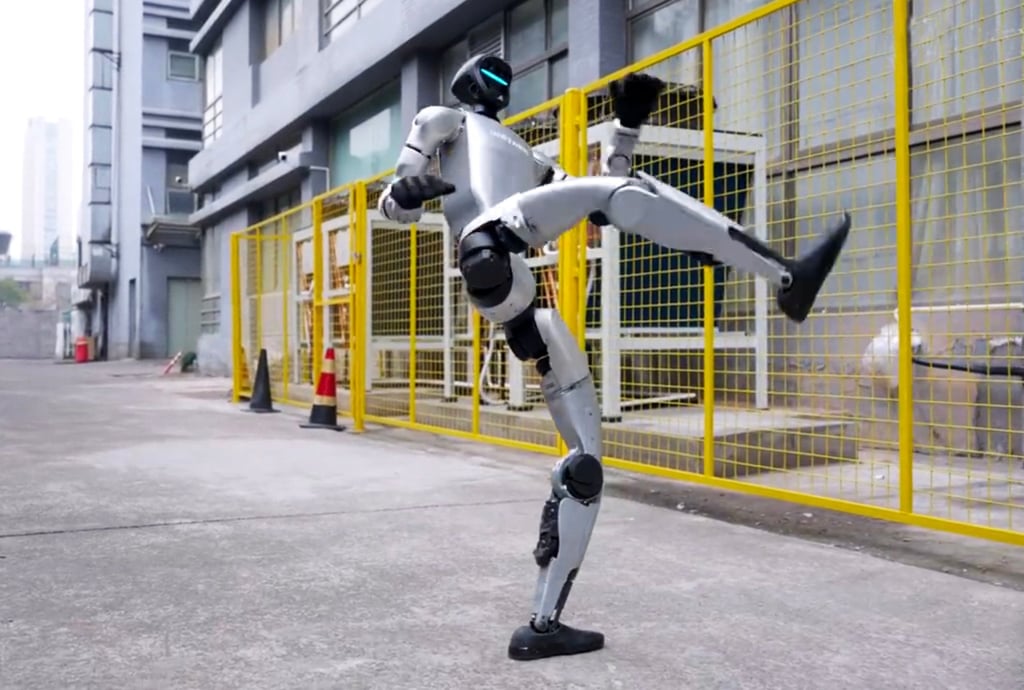 Unitree’s G1 robot executes martial arts manoeuvres in a demo video released by the company on February 26, 2025. Photo: Handout Unitree’s G1 robot executes martial arts manoeuvres in a demo video released by the company on February 26, 2025. Photo: Handout