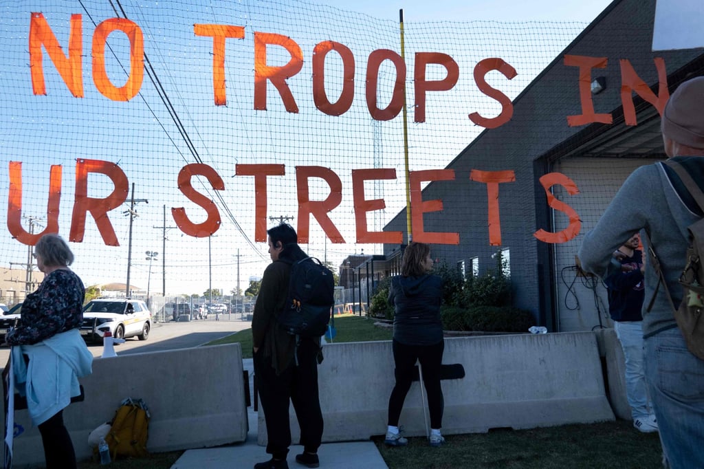 Demonstrators protest outside an immigration processing and detention facility in Broadview, Illinois, on Thursday. Photo: AFP Demonstrators protest outside an immigration processing and detention facility in Broadview, Illinois, on Thursday. Photo: AFP