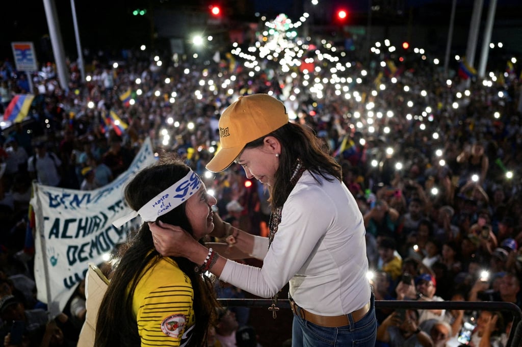 Venezuelan opposition leader Maria Corina Machado attends a rally in San Cristobal, Venezuela, in June 2024. Photo: Reuters Venezuelan opposition leader Maria Corina Machado attends a rally in San Cristobal, Venezuela, in June 2024. Photo: Reuters