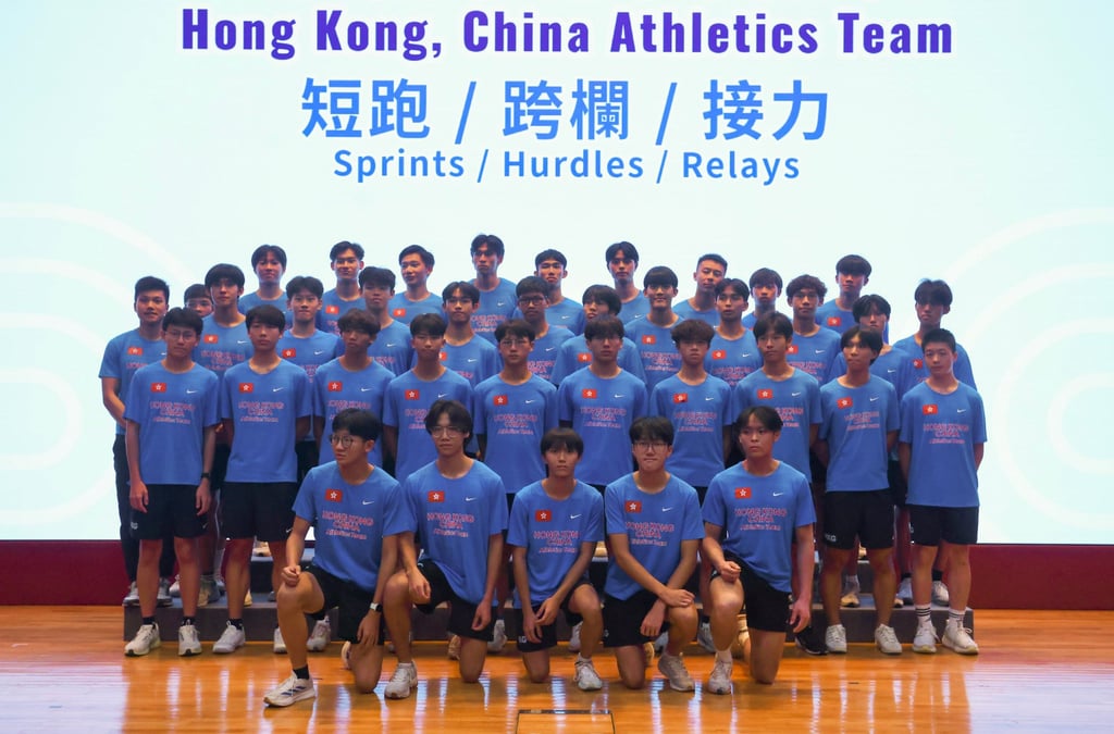 Hong Kong’s men’s sprinters, hurdlers and relay runners assemble on Saturday. Photo: Jonathan Wong