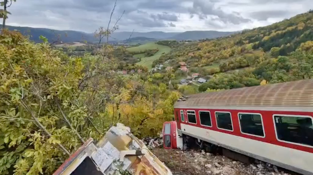 Slovak Railways said the two trains collided at a point where tracks cross and turn into a single line. Photo: Handout