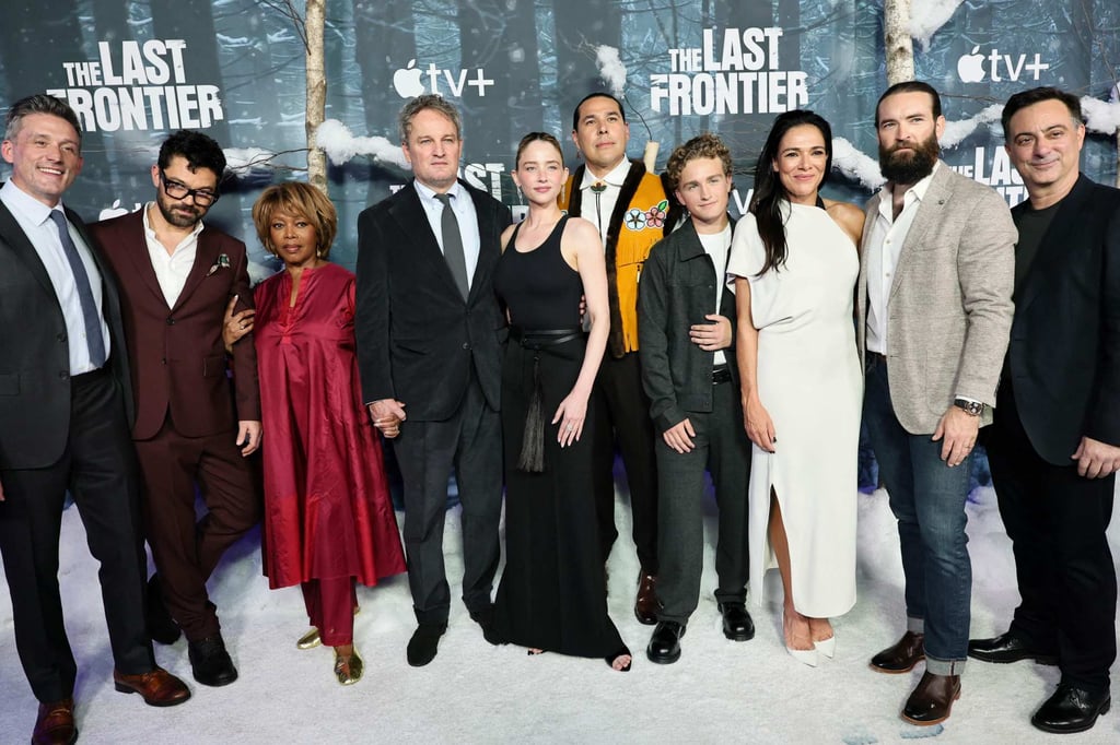 (From left) Jon Bokenkamp, Dominic Cooper, Alfre Woodard, Jason Clarke, Haley Bennett, Dallas Goldtooth, Tait Blum, Simone Kessell, Sam Hargrave and Richard D’Ovidio attend the world premiere of Apple TV+’s The Last Frontier at Regal Union Square in New York on October 7, 2025. Photo: Getty Images via AFP